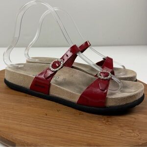 Mephisto Red Patent Leather Idelya Sandals